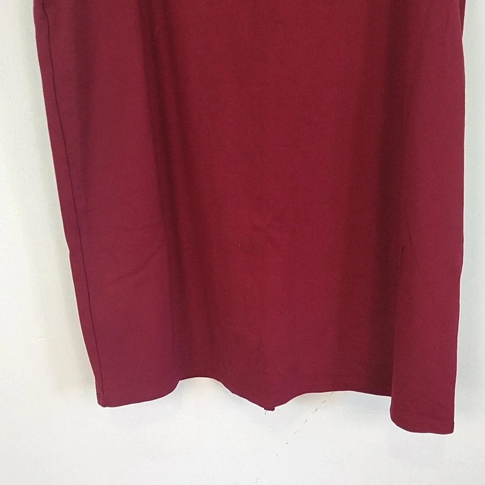 Ashley Blue Pencil Skirt Womens 2X Burgundy Red Black Elastic Waist 5720X